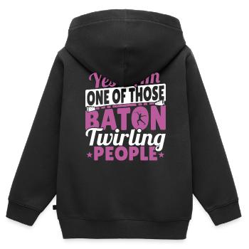 Bâton Twirling Bâton Twirler cadeau - Sweat Premium à capuche zippé enfant bio - noir - Dos - AI Model Kid Male (0cm)