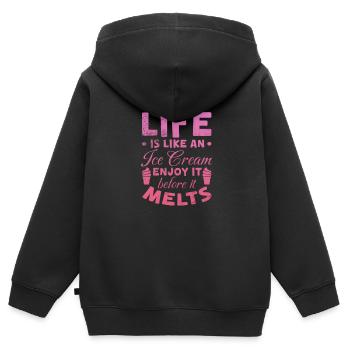 Eiscreme - Kinder Premium Organic Zip Hoodie - Schwarz - Hinten - AI Model Kid Male (0cm)