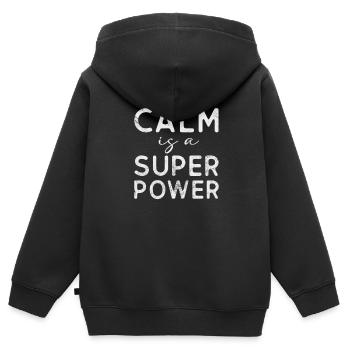 Méditation - Sweat Premium à capuche zippé enfant bio - noir - Dos - AI Model Kid Male (0cm)