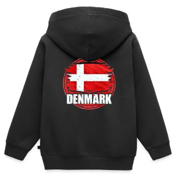 Dänemark - Kinder Premium Organic Zip Hoodie - Schwarz - Hinten - AI Model Kid Male (0cm)