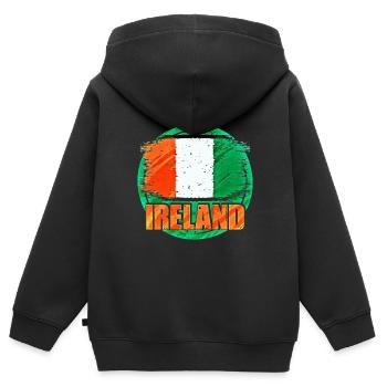 Irland - Kinder Premium Organic Zip Hoodie - Schwarz - Hinten - AI Model Kid Male (0cm)