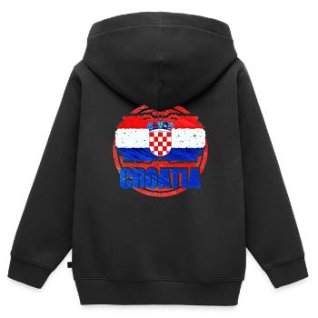 Kroatien - Kinder Premium Organic Zip Hoodie - Schwarz - Hinten - AI Model Kid Male (0cm)