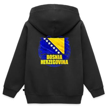 Bosnie-Herzégovine - Sweat Premium à capuche zippé enfant bio - noir - Dos - AI Model Kid Male (0cm)