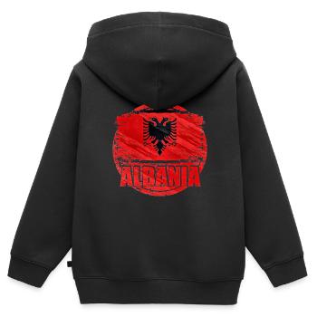 Albanien - Kinder Premium Organic Zip Hoodie - Schwarz - Hinten - AI Model Kid Male (0cm)
