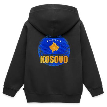 Kosovo - Kinder Premium Organic Zip Hoodie - Schwarz - Hinten - AI Model Kid Male (0cm)