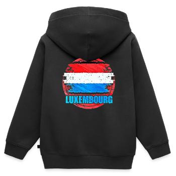 Luxemburg - Kinder Premium Organic Zip Hoodie - Schwarz - Hinten - AI Model Kid Male (0cm)