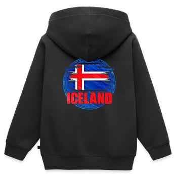 Islande - Sweat Premium à capuche zippé enfant bio - noir - Dos - AI Model Kid Male (0cm)