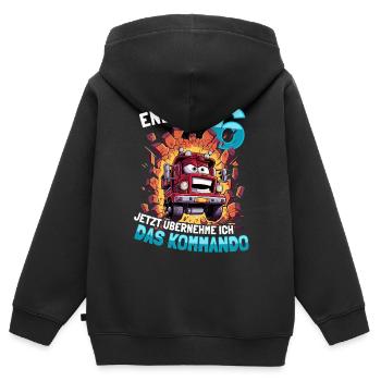 Endlich 6 Jahre Junge 6. Geburtstag Feuerwehauto - Kinder Premium Organic Zip Hoodie - Schwarz - Hinten - AI Model Kid Male (0cm)