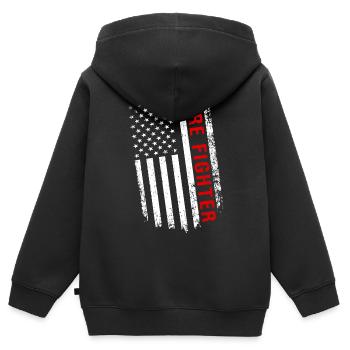 USA Wildland Firefighter Amerikanische Flagge - Kinder Premium Organic Zip Hoodie - Schwarz - Hinten - AI Model Kid Male (0cm)