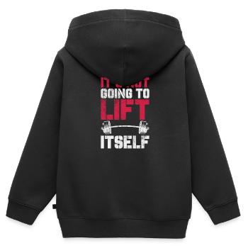 Bodybuilder - Kinder Premium Organic Zip Hoodie - Schwarz - Hinten - AI Model Kid Male (0cm)