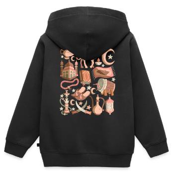 Arabie - Sweat Premium à capuche zippé enfant bio - noir - Dos - AI Model Kid Male (0cm)