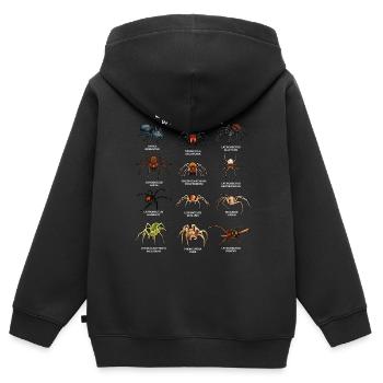 Araignées dans le monde - Espèces d’araignées - Sweat Premium à capuche zippé enfant bio - noir - Dos - AI Model Kid Male (0cm)