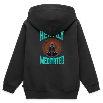 Méditation - Sweat Premium à capuche zippé enfant bio - noir - Dos - AI Model Kid Male (0cm)