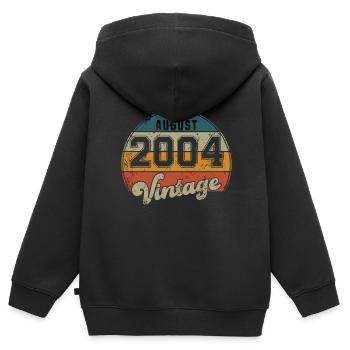 Vintage Geburtstag - August 2004 - Geschenkidee - Kinder Premium Organic Zip Hoodie - Schwarz - Hinten - AI Model Kid Male (0cm)