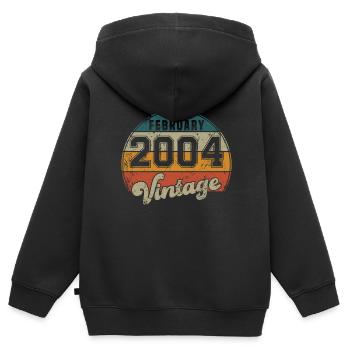 Vintage Geburtstag - Februar 2004 - Geschenkidee - Kinder Premium Organic Zip Hoodie - Schwarz - Hinten - AI Model Kid Male (0cm)
