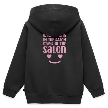 Kosmetikerin - Kinder Premium Organic Zip Hoodie - Schwarz - Hinten - AI Model Kid Male (0cm)