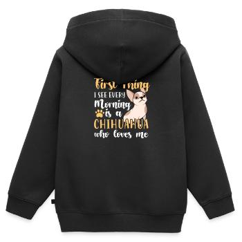 Chihuahua Dog Dog School Dog Owner Gift - Kids Premium Organic Zip-up Hoodie - black - Back - AI Model Kid Male (0cm)