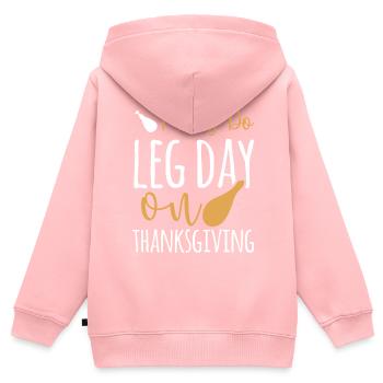 Happy Leg Day - Lustiger Thanksgiving Truthahn - Kinder Premium Organic Zip Hoodie - Rosa - Hinten - AI Model Kid Female (0cm)
