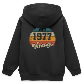 Vintage Geburtstag - April 1977 - Geschenkidee - Kinder Premium Organic Zip Hoodie - Schwarz - Hinten - AI Model Kid Male (0cm)
