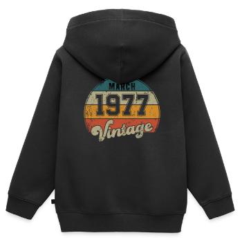 Vintage Geburtstag - März 1977 - Geschenkidee - Kinder Premium Organic Zip Hoodie - Schwarz - Hinten - AI Model Kid Male (0cm)