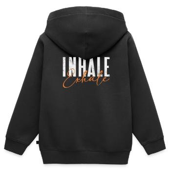 Méditation - Sweat Premium à capuche zippé enfant bio - noir - Dos - AI Model Kid Male (0cm)