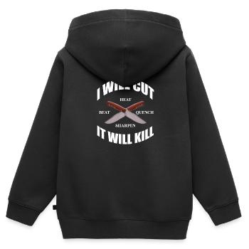Schmied Schiede Amboss Messerschmied Geschenk - Kinder Premium Organic Zip Hoodie - Schwarz - Hinten - AI Model Kid Male (0cm)