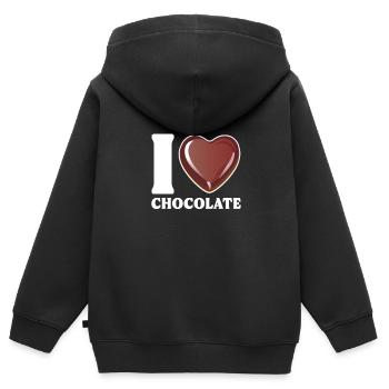 Schokolade Schoko Essen Kakao Geschenk - Kinder Premium Organic Zip Hoodie - Schwarz - Hinten - AI Model Kid Male (0cm)