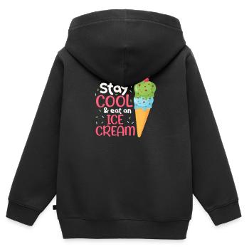 Eiscreme Eis Eiskrem Ice Cream Sommer Geschenk - Kinder Premium Organic Zip Hoodie - Schwarz - Hinten - AI Model Kid Male (0cm)