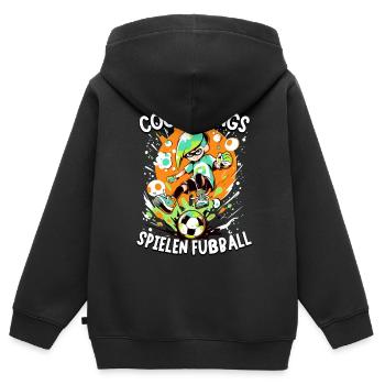 Coole Jungs spielen Fußball für Jungen Fußballer - Kinder Premium Organic Zip Hoodie - Schwarz - Hinten - AI Model Kid Male (0cm)