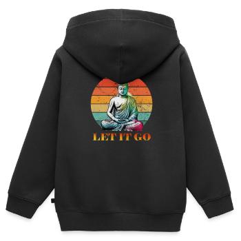 Méditation - Sweat Premium à capuche zippé enfant bio - noir - Dos - AI Model Kid Male (0cm)