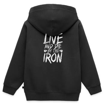 Bodybuilder - Kinder Premium Organic Zip Hoodie - Schwarz - Hinten - AI Model Kid Male (0cm)