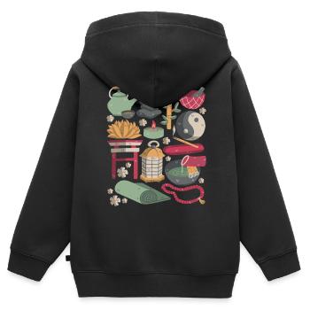 Méditation Zen - Sweat Premium à capuche zippé enfant bio - noir - Dos - AI Model Kid Male (0cm)