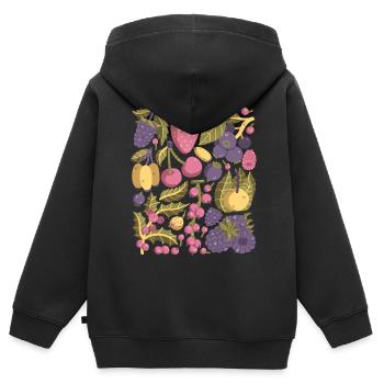 Beeren: Erdbeeren, Himbeeren, Blaubeeren, Kirschen - Kinder Premium Organic Zip Hoodie - Schwarz - Hinten - AI Model Kid Male (0cm)