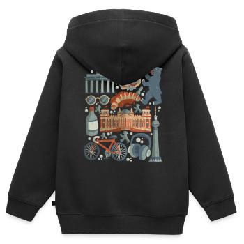 Berlin - Kinder Premium Organic Zip Hoodie - Schwarz - Hinten - AI Model Kid Male (0cm)