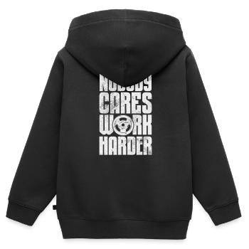 Bodybuilder - Kinder Premium Organic Zip Hoodie - Schwarz - Hinten - AI Model Kid Male (0cm)