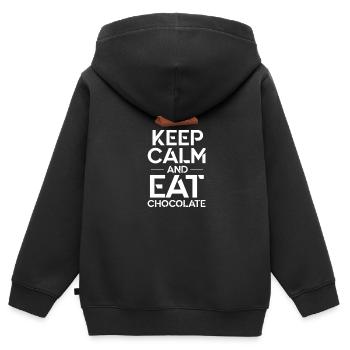 Schokolade Schoko Essen Kakao Geschenk - Kinder Premium Organic Zip Hoodie - Schwarz - Hinten - AI Model Kid Male (0cm)