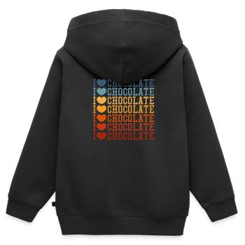 Chocolat Chocolat Alimentaire Cacao Cadeau - Sweat Premium à capuche zippé enfant bio - noir - Dos - AI Model Kid Male (0cm)