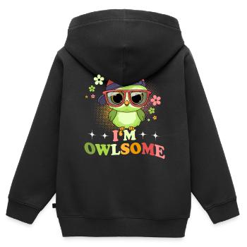 Eule Eulen I`m Owlsome - Kinder Premium Organic Zip Hoodie - Schwarz - Hinten - AI Model Kid Male (0cm)