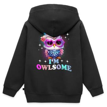 Eule Eulen I`m Owlsome - Kinder Premium Organic Zip Hoodie - Schwarz - Hinten - AI Model Kid Male (0cm)