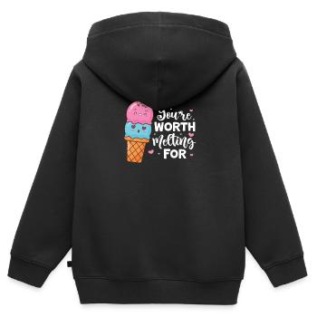 Eiscreme Eis Eiskrem Ice Cream Sommer Geschenk - Kinder Premium Organic Zip Hoodie - Schwarz - Hinten - AI Model Kid Male (0cm)