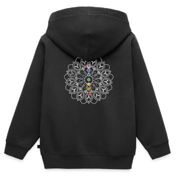 Méditation - Sweat Premium à capuche zippé enfant bio - noir - Dos - AI Model Kid Male (0cm)