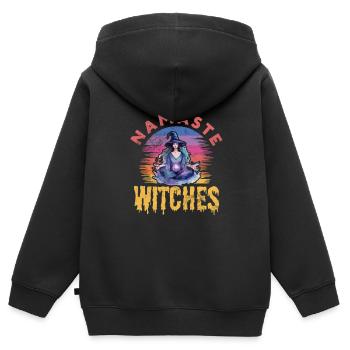 Méditation - Sweat Premium à capuche zippé enfant bio - noir - Dos - AI Model Kid Male (0cm)