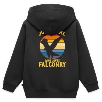 Falknerei Ornithologie Geschenk - Kinder Premium Organic Zip Hoodie - Schwarz - Hinten - AI Model Kid Male (0cm)