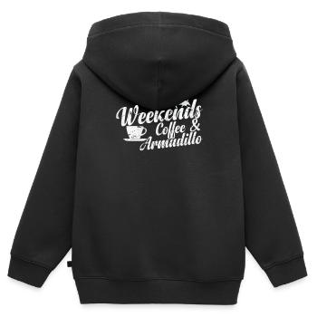 Weekends Coffee and Armadillo Mammal - Kids Premium Organic Zip-up Hoodie - black - Back - AI Model Kid Male (0cm)