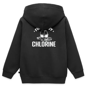 Fueled by Chlorine Schwimmen Sport Training - Kinder Premium Organic Zip Hoodie - Schwarz - Hinten - AI Model Kid Male (0cm)