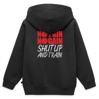 Bodybuilder - Kinder Premium Organic Zip Hoodie - Schwarz - Hinten - AI Model Kid Male (0cm)