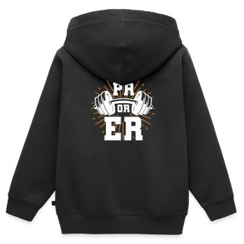 Bodybuilder Body Building Fitness Gym Geschenk - Kinder Premium Organic Zip Hoodie - Schwarz - Hinten - AI Model Kid Male (0cm)