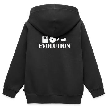 Evolution Disquette CD Clé USB Cloud - Sweat Premium à capuche zippé enfant bio - noir - Dos - AI Model Kid Male (0cm)