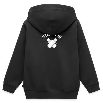Collez-le dans le module de mémoire rétro de la clé USB - Sweat Premium à capuche zippé enfant bio - noir - Dos - AI Model Kid Male (0cm)