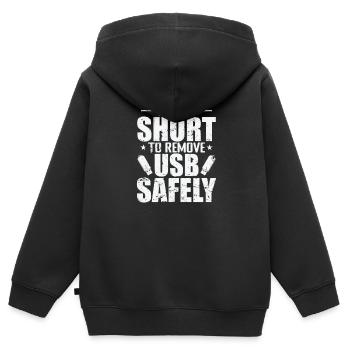 La vie est courte pour retirer un disque USB en toute sécurité - Sweat Premium à capuche zippé enfant bio - noir - Dos - AI Model Kid Male (0cm)